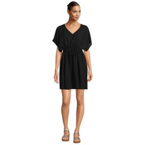LANDS' END Black Sz XL - XXL Elastic Waist Dolman Sleeve Swimsuit Cover Up NEW